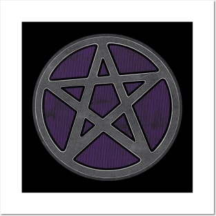Purple And Grey Stone Effect Pentagram Posters and Art